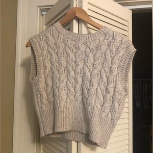 Gray Cropped Sweater Vest